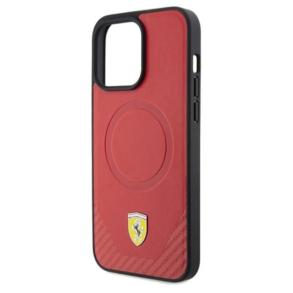 Ferrari FEHMP15LPTER iPhone 15 Pro 6.1" piros keménytok Carbon Metal Logo MagSafe fém logó