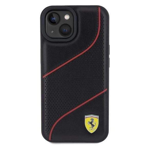 Ferrari FEHCP15SPWAK iPhone 15 / 14 / 13 6.1" fekete keménytok Perforált hullámok fém logó