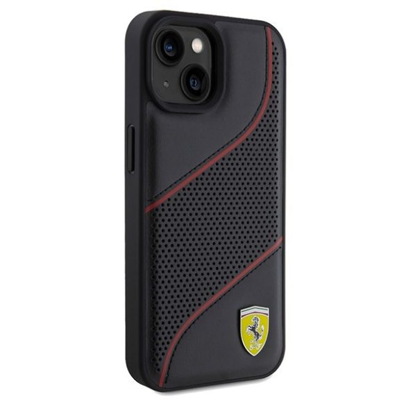 Ferrari FEHCP15SPWAK iPhone 15 / 14 / 13 6.1" fekete keménytok Perforált hullámok fém logó