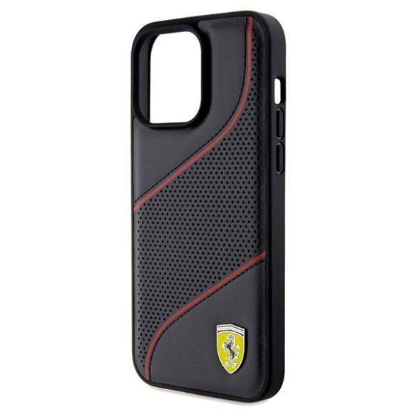 Ferrari FEHCP15XPWAK iPhone 15 Pro Max 6.7" fekete keménytok Perforált hullámok fém logó