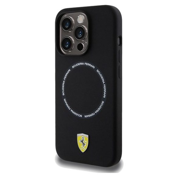 Ferrari FEHMP15XSBAK iPhone 15 Pro Max 6.7" fekete keménytok Nyomtatott gyűrűs MagSafe táska