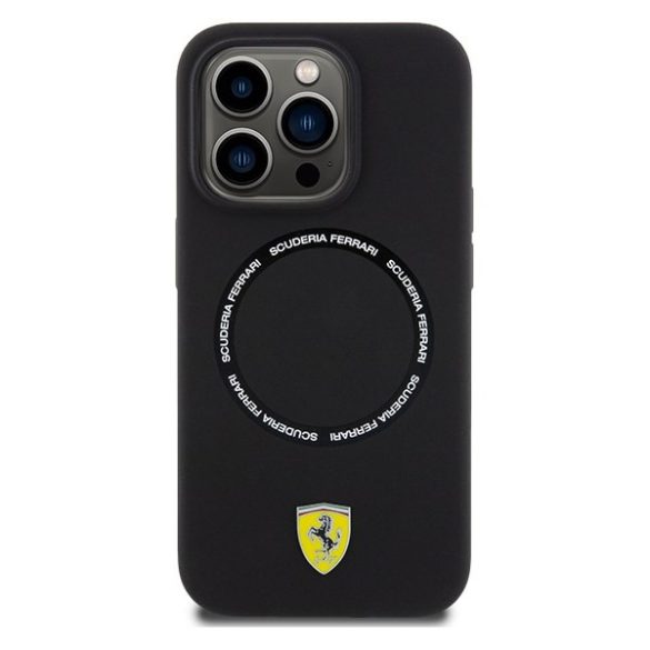 Ferrari FEHMP15XSBAK iPhone 15 Pro Max 6.7" fekete keménytok Nyomtatott gyűrűs MagSafe táska