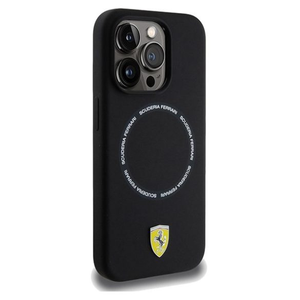 Ferrari FEHMP15XSBAK iPhone 15 Pro Max 6.7" fekete keménytok Nyomtatott gyűrűs MagSafe táska