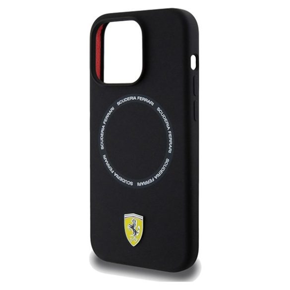 Ferrari FEHMP15XSBAK iPhone 15 Pro Max 6.7" fekete keménytok Nyomtatott gyűrűs MagSafe táska