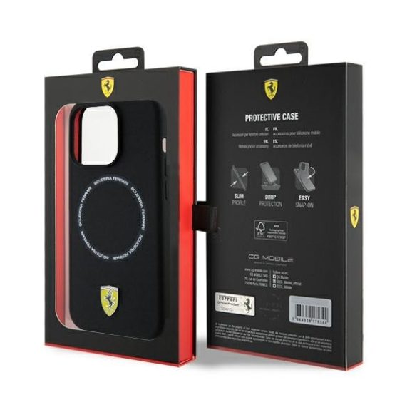 Ferrari FEHMP15XSBAK iPhone 15 Pro Max 6.7" fekete keménytok Nyomtatott gyűrűs MagSafe táska