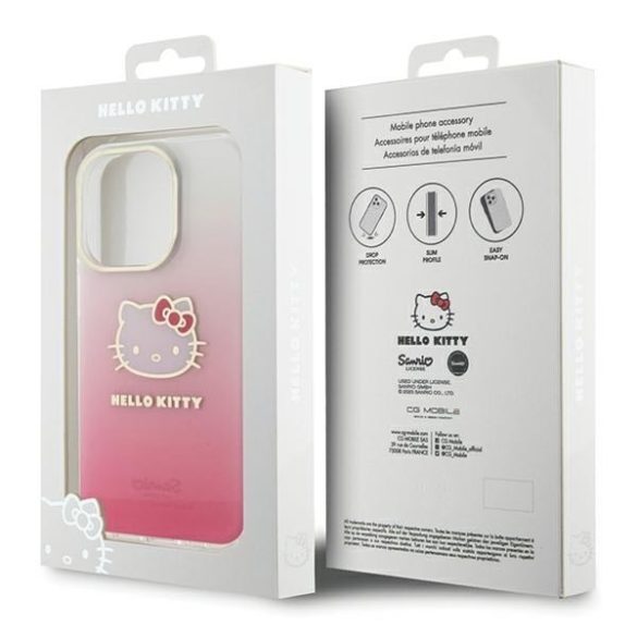 Hello Kitty HKHCP13LHDGKEP iPhone 13 Pro / 13 6.1" rózsaszín keménytok IML Gradient Electrop Kitty fej IML Gradient Electrop Kitty fej