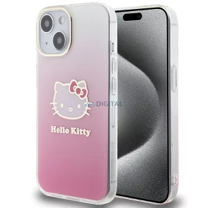 Hello Kitty HKHCP15SHDGKEP iPhone 15 6.1" rózsaszín keménytok IML Gradient Electrop Kitty fej IML Gradient Electrop Kitty fej
