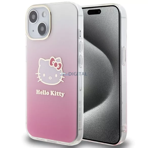 Hello Kitty HKHCP15SHDGKEP iPhone 15 6.1" rózsaszín keménytok IML Gradient Electrop Kitty fej IML Gradient Electrop Kitty fej