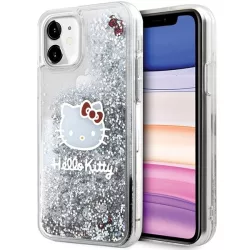   Hello Kitty HKHCN61LIKHET iPhone 11  6.1" ezüst keménytok folyékony csillogó medál Kitty fej