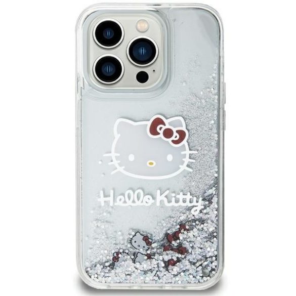 Hello Kitty HKHCN61LIKHET iPhone 11  6.1" ezüst keménytok folyékony csillogó medál Kitty fej