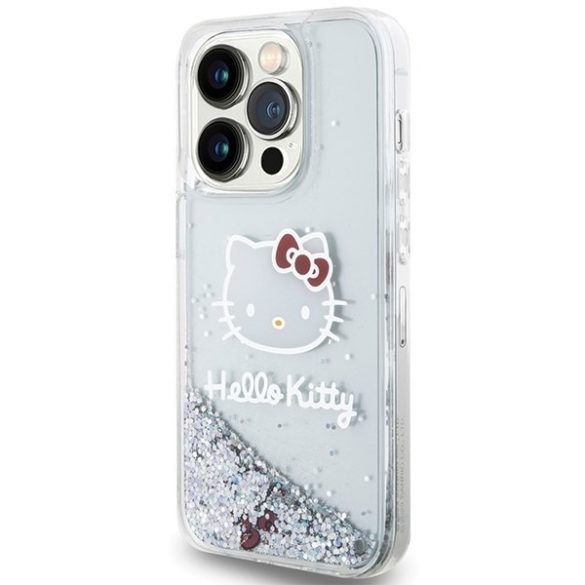 Hello Kitty HKHCP13LLIKHET iPhone 13 Pro / 13 6.1" ezüst keménytok Folyékony csillogó charmok Kitty Head Kitty Head