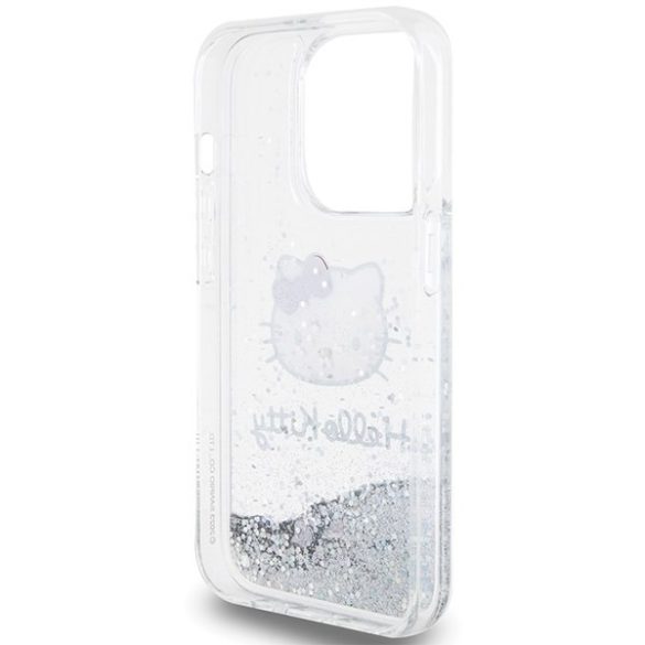 Hello Kitty HKHCP14LLIKHET iPhone 14 Pro 6.1" ezüst keménytok folyékony Glitter Charms Kitty Head, csillogó sármok
