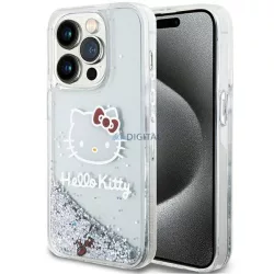   Hello Kitty HKHCP14XLIKHET iPhone 14 Pro Max 6.7" ezüst keménytok folyékony Glitter Charms Kitty Head, csillámporos charmok Kitty Head
