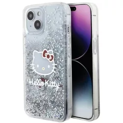   Hello Kitty HKHCP15SLIKHET iPhone 15 6.1" ezüst keménytok folyékony csillogó medál Kitty Head