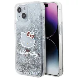   Hello Kitty HKHCP15SLIKHET iPhone 15 6.1" ezüst keménytok folyékony csillogó medál Kitty Head