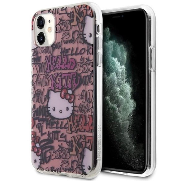 Hello Kitty HKHCN61HDGPTP iPhone 11  6.1"  rózsaszín keménytok IML címkék Graffiti