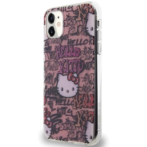 Hello Kitty HKHCN61HDGPTP iPhone 11 / Xr 6.1"  rózsaszín keménytok IML címkék Graffiti