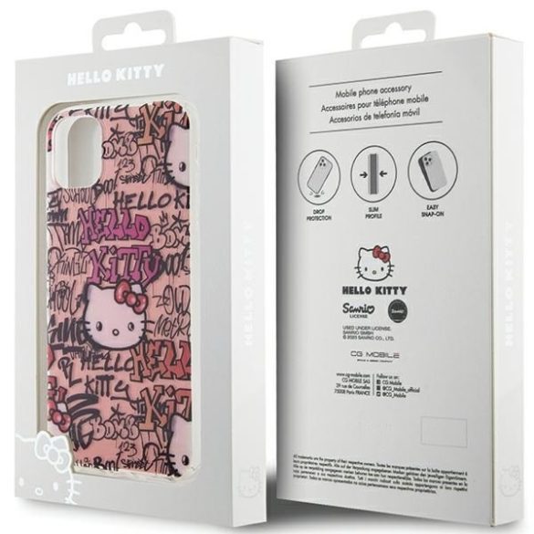 Hello Kitty HKHCN61HDGPTP iPhone 11 / Xr 6.1"  rózsaszín keménytok IML címkék Graffiti