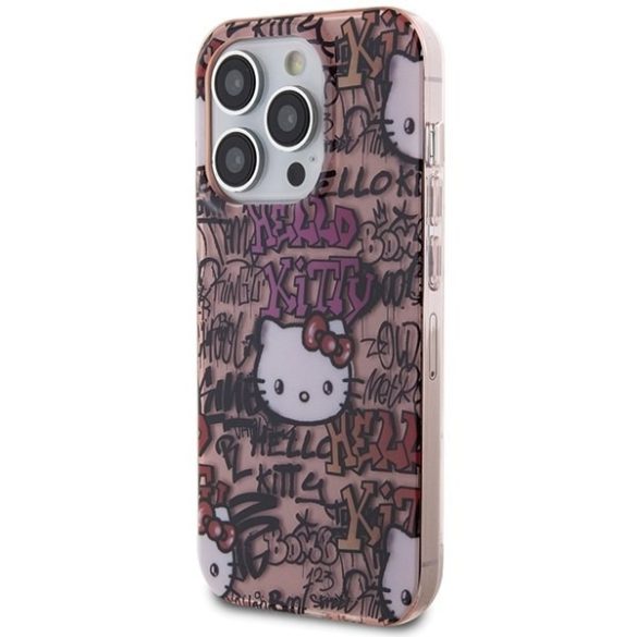 Hello Kitty HKHCP15LHDGPTP iPhone 15 Pro 6.1" rózsaszín keménytok IML címkék Graffiti