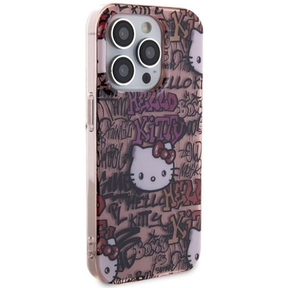 Hello Kitty HKHCP15LHDGPTP iPhone 15 Pro 6.1" rózsaszín keménytok IML címkék Graffiti