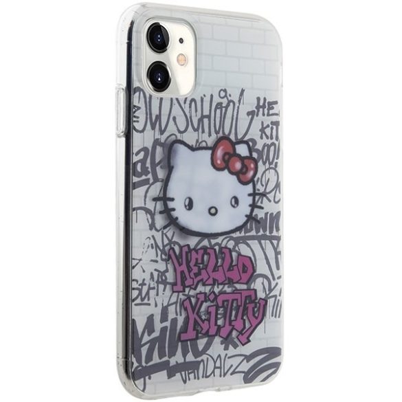 Hello Kitty HKHCN61HDGPHT iPhone 11 / Xr 6.1" fehér keménytok IML Kitty On Bricks Graffiti IML Kitty On Bricks Graffiti