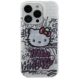   Hello Kitty HKHCP15SHDGPHT iPhone 15 6.1" ffehér keménytok IML Kitty On Bricks Graffiti