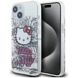   Hello Kitty HKHCP15SHDGPHT iPhone 15 6.1" ffehér keménytok IML Kitty On Bricks Graffiti
