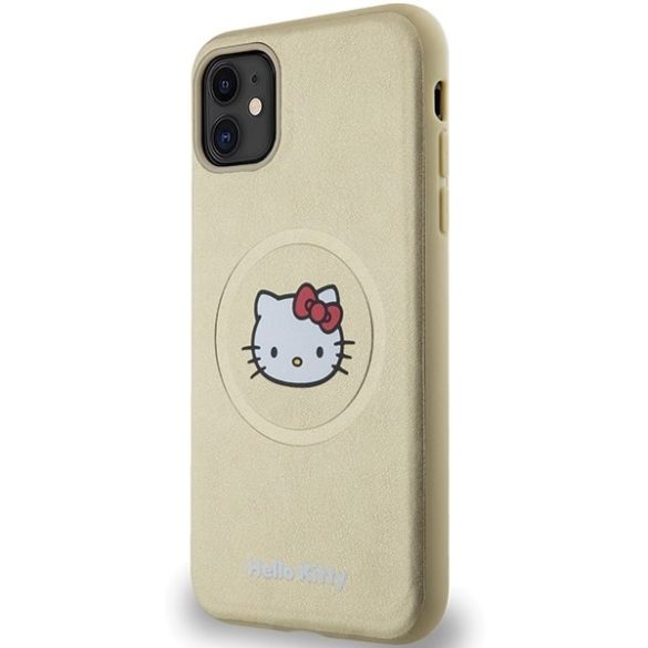 Hello Kitty HKHMN61PGHCKD iPhone 11  6.1" arany keménytok bőr Kitty Head MagSafe