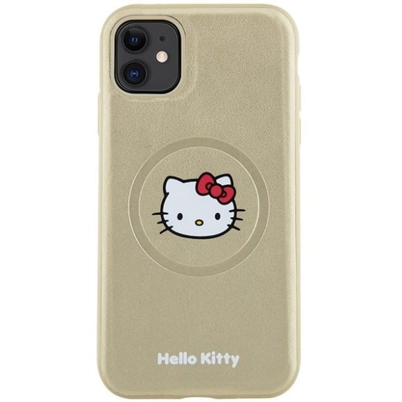 Hello Kitty HKHMN61PGHCKD iPhone 11  6.1" arany keménytok bőr Kitty Head MagSafe