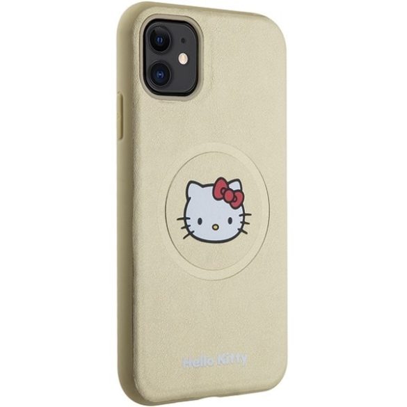 Hello Kitty HKHMN61PGHCKD iPhone 11 / Xr 6.1" arany keménytok bőr Kitty Head MagSafe