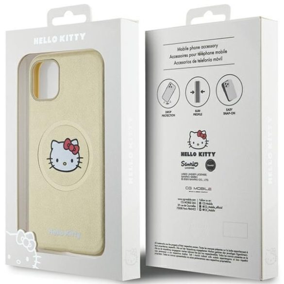 Hello Kitty HKHMN61PGHCKD iPhone 11  6.1" arany keménytok bőr Kitty Head MagSafe