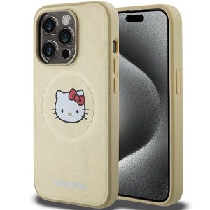 Hello Kitty HKHMP13LPGHCKD iPhone 13 Pro / 13 6.1" arany keménytok bőr Kitty Head MagSafe