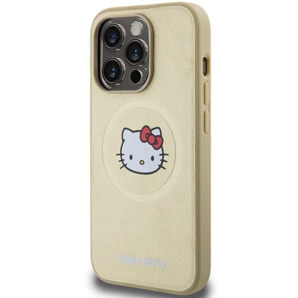 Hello Kitty HKHMP13LPGHCKD iPhone 13 Pro / 13 6.1" arany keménytok bőr Kitty Head MagSafe