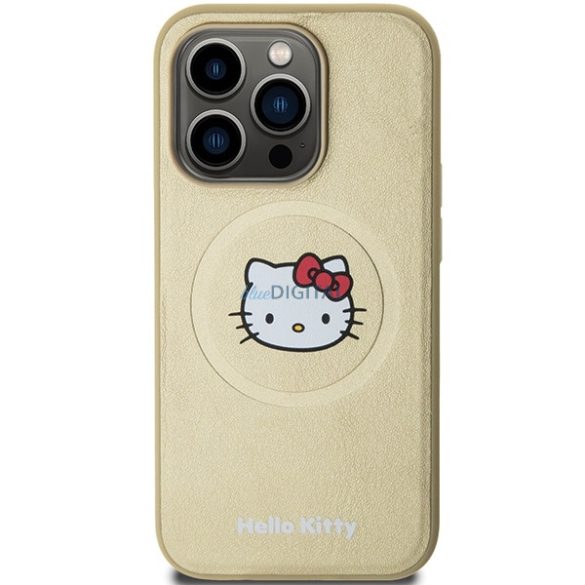 Hello Kitty HKHMP13LPGHCKD iPhone 13 Pro / 13 6.1" arany keménytok bőr Kitty Head MagSafe