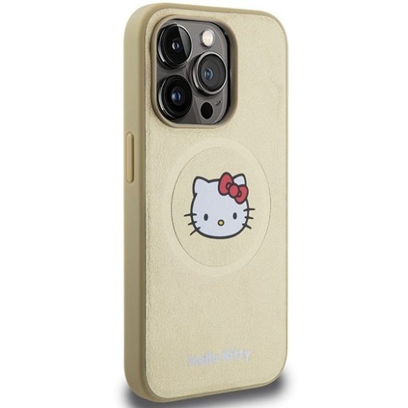 Hello Kitty HKHMP13LPGHCKD iPhone 13 Pro / 13 6.1" arany keménytok bőr Kitty Head MagSafe