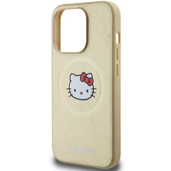 Hello Kitty HKHMP13LPGHCKD iPhone 13 Pro / 13 6.1" arany keménytok bőr Kitty Head MagSafe