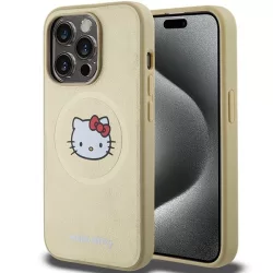   Hello Kitty HKHMP13XPGHCKD iPhone 13 Pro Max 6.7" arany keménytok bőr Kitty Head MagSafe bőr Kitty Head MagSafe