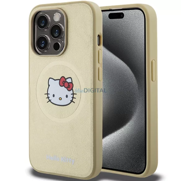 Hello Kitty HKHMP13XPGHCKD iPhone 13 Pro Max 6.7" arany keménytok bőr Kitty Head MagSafe bőr Kitty Head MagSafe