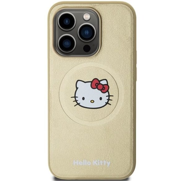 Hello Kitty HKHMP13XPGHCKD iPhone 13 Pro Max 6.7" arany keménytok bőr Kitty Head MagSafe bőr Kitty Head MagSafe