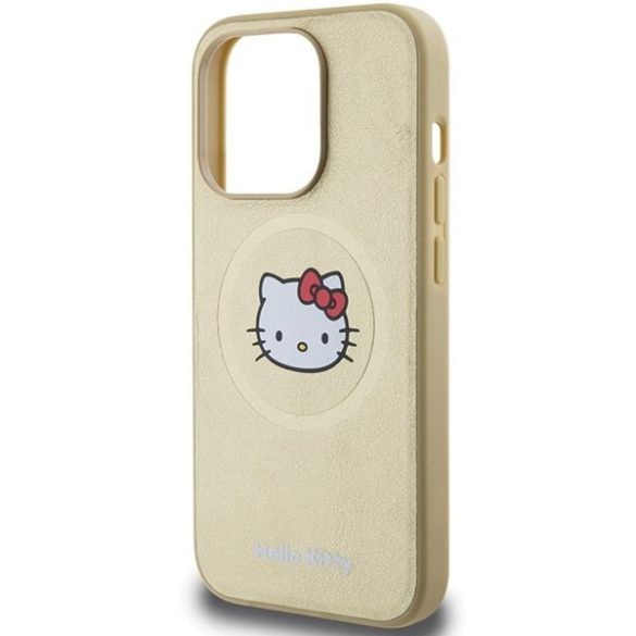 Hello Kitty HKHMP13XPGHCKD iPhone 13 Pro Max 6.7" arany keménytok bőr Kitty Head MagSafe bőr Kitty Head MagSafe