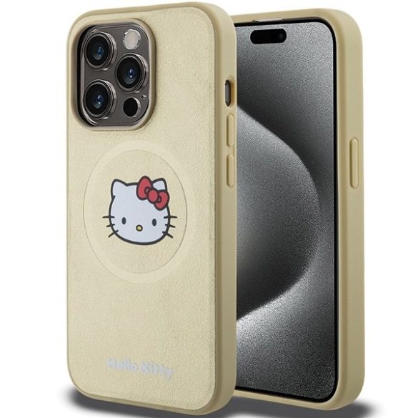 Hello Kitty HKHMP14XPGHCKD iPhone 14 Pro Max 6.7" arany keménytok bőr Kitty Head MagSafe bőr Kitty Head MagSafe