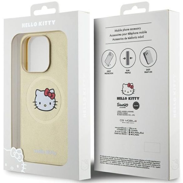Hello Kitty HKHMP14XPGHCKD iPhone 14 Pro Max 6.7" arany keménytok bőr Kitty Head MagSafe bőr Kitty Head MagSafe
