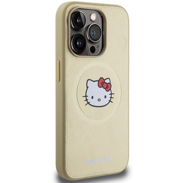 Hello Kitty HKHMP15XPGHCKD iPhone 15 Pro Max 6.7" arany keménytok bőr Kitty Head MagSafe bőr Kitty Head MagSafe