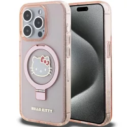   Hello Kitty HKHMP15LHRSGEP iPhone 15 Pro 6.1" rózsaszín keménytok gyűrűs állvány Glitter Electrop Logo MagSafe