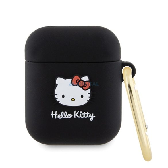 Hello Kitty HKA23DKHSK Airpods 1/2 tok fekete Szilikon 3D Kitty fej 3D Kitty fej
