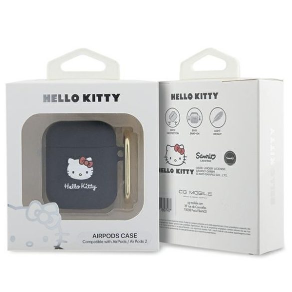 Hello Kitty HKA23DKHSK Airpods 1/2 tok fekete Szilikon 3D Kitty fej 3D Kitty fej