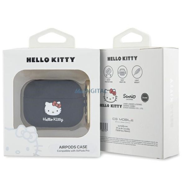 Hello Kitty HKAP3DKHSK Airpods Pro tok fekete Szilikon 3D Kitty Head 3D Kitty fej