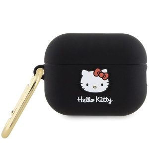 Hello Kitty HKAP23DKHSK Airpods Pro 2 (2022/2023) tok fekete Szilikon 3D Kitty fej 3D Kitty fej