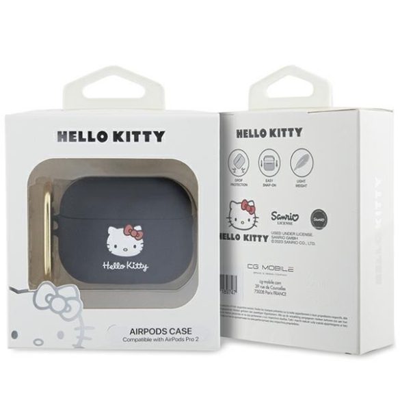 Hello Kitty HKAP23DKHSK Airpods Pro 2 (2022/2023) tok fekete Szilikon 3D Kitty fej 3D Kitty fej