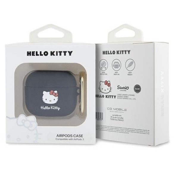 Hello Kitty HKA33DKHSK Airpods 3 tok fekete Szilikon 3D Kitty fej 3D Kitty fej